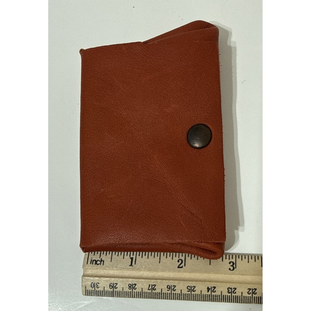 T Nobile Italy Made Burnt Orange Leather Coin ID Pouch Snap Close Quality Unisex - Picture 9 of 10